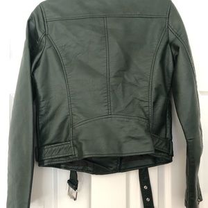 Green leather biker jacket